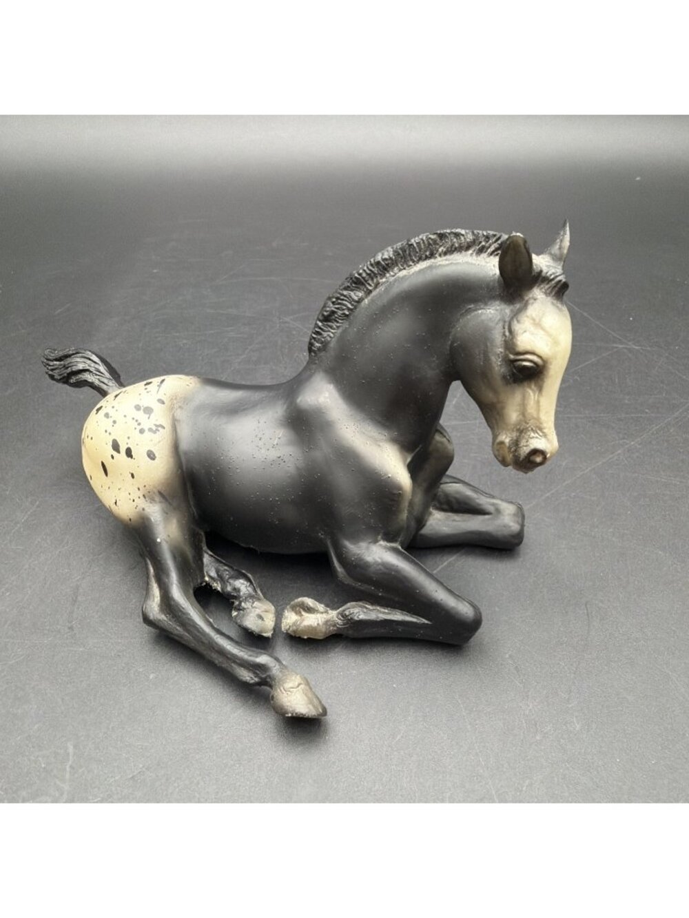 Vintage Breyer Traditional Horse Lying Down Foal #165 Black Appaloosa 7''